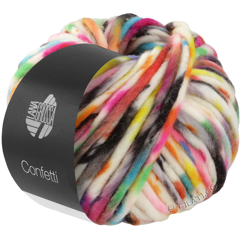 Lana Grossa Confetti farve: sort/hvid/neonpink/grøn/turkis
