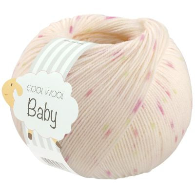 Lana Grossa Cool Wool Baby 367 Hvid/rosa/grøn