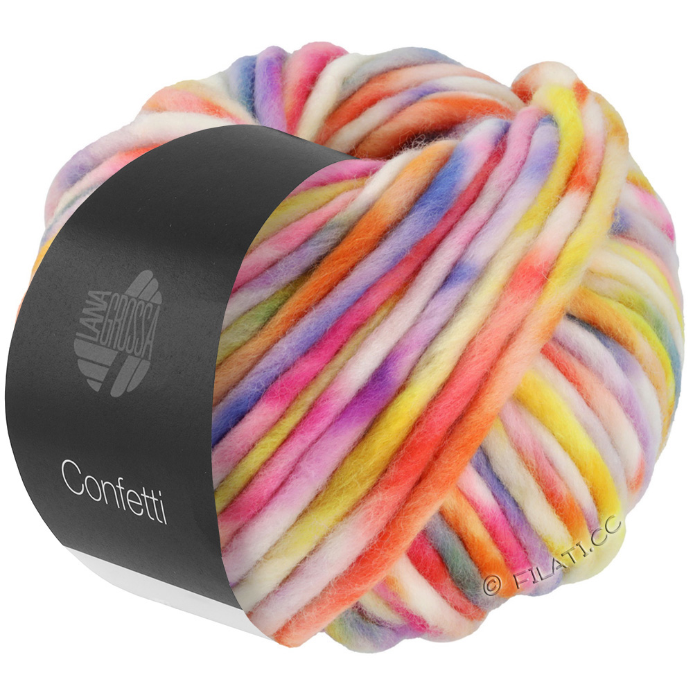 Lana Grossa Confetti farve 04 hvid/orange/laks/gul/lilla