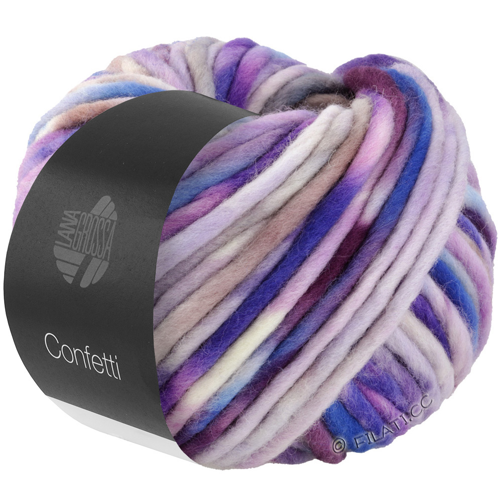 Lana Grossa Confetti farve 14 hvid/blåviolet/neonviol