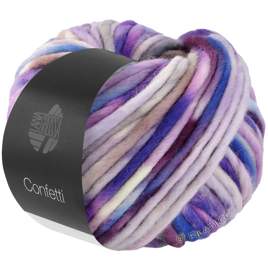 Lana Grossa Confetti farve 14 hvid/blåviolet/neonviol