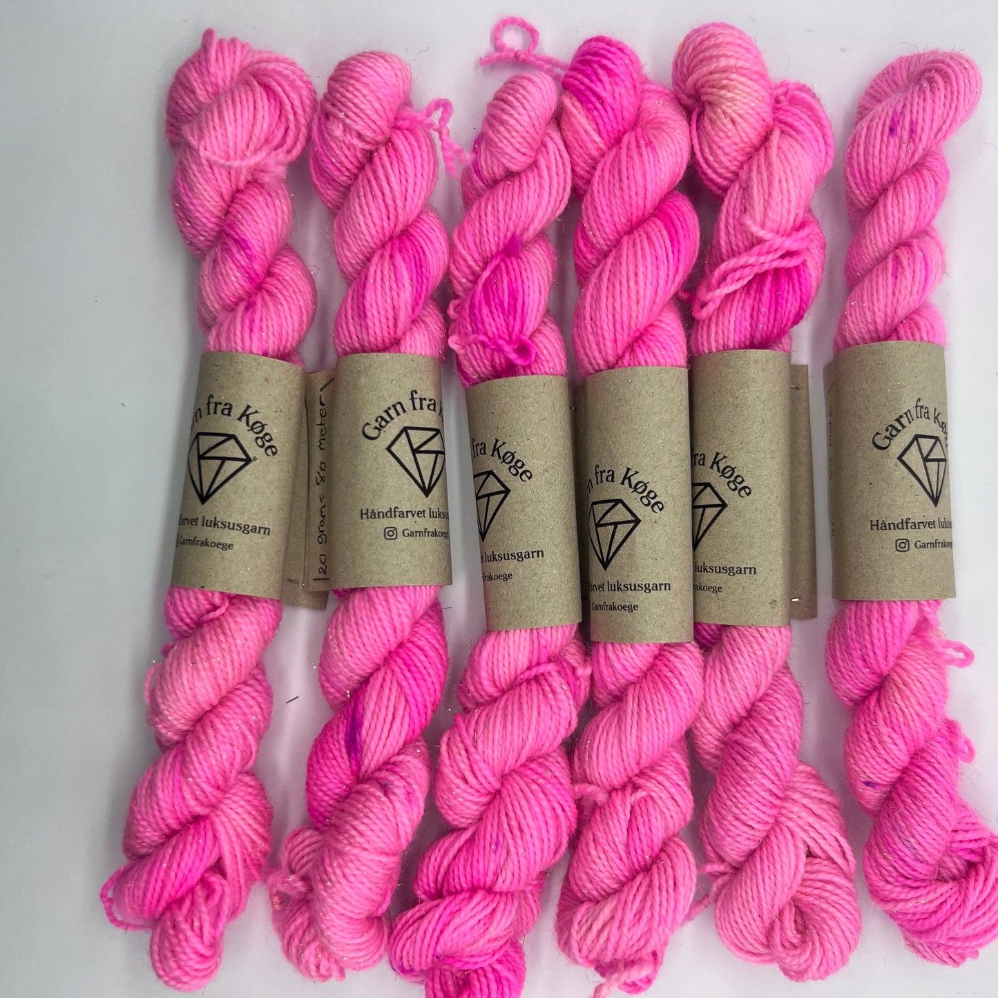 Garn Fra Køge Håndfarvet Glimmersock minisingles 20 gram - Pink
