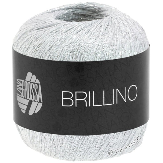 Lana Grossa Brillino  - 10 Hvid/sølv