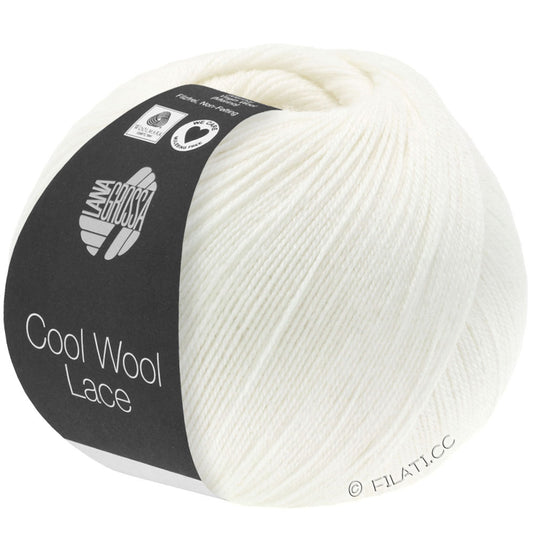 Lana Grossa Cool Wool Lace 28 - hvid